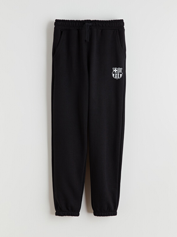 LCW Kids Beli Lastikli Barcelona Baskılı Erkek Çocuk Jogger Eşofman Altı