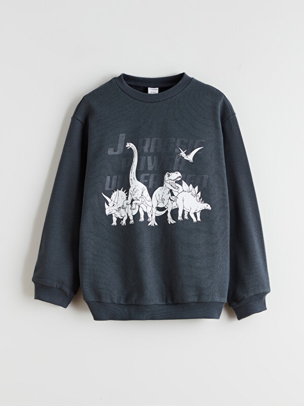 LCW Kids Bisiklet Yaka Baskılı Erkek Çocuk Sweatshirt