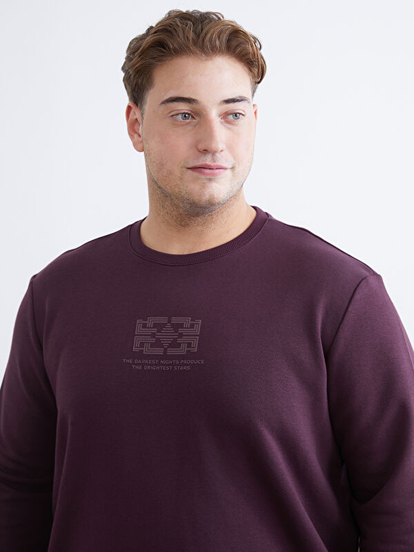 LCWAIKIKI Classic Bisiklet Yaka Baskılı Erkek Sweatshirt