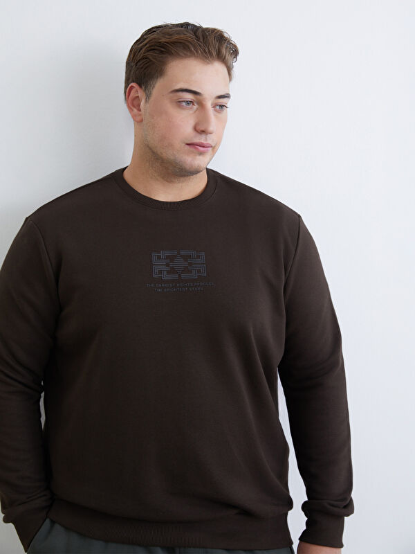 LCWAIKIKI Classic Bisiklet Yaka Baskılı Erkek Sweatshirt
