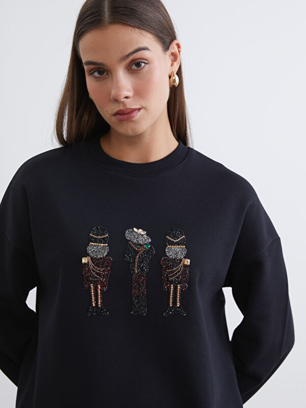 LCW Modest İşlemeli Kadın Kalın Sweatshirt Tunik