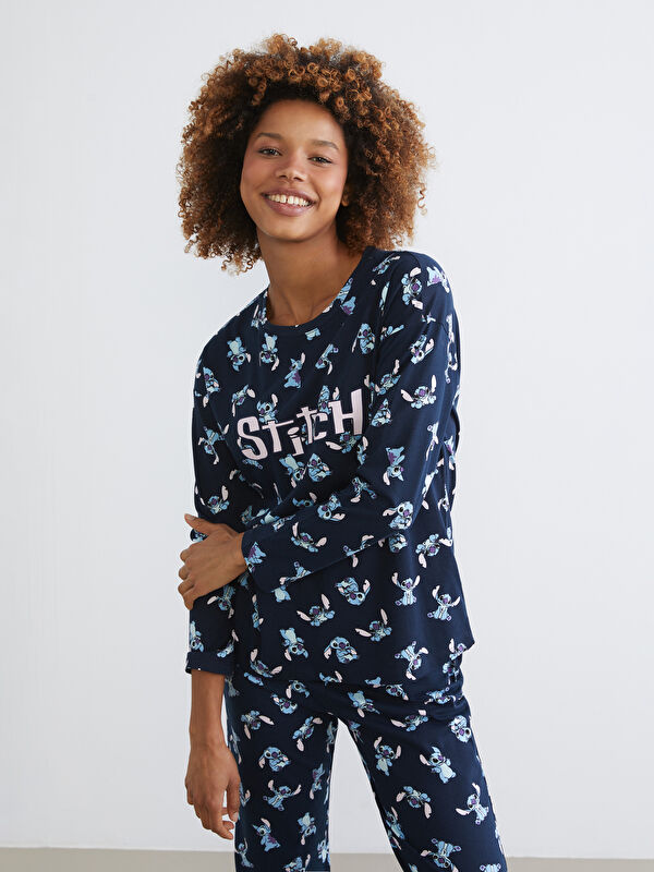 LCW Young Bisiklet Yaka Stitch Baskılı Kadın Pijama Takımı