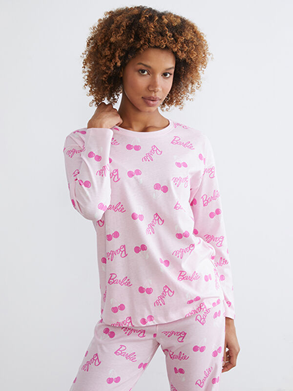 LCW Young Bisiklet Yaka Barbie Baskılı Kadın Pijama Takımı