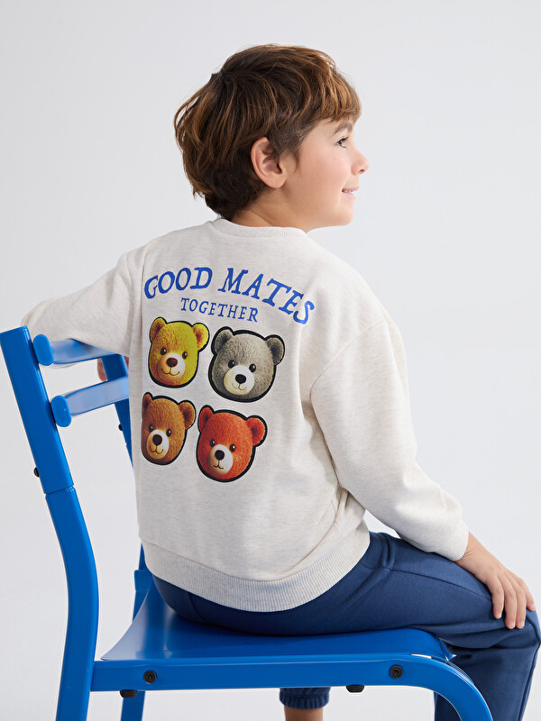 LCW Kids Bisiklet Yaka Baskılı Erkek Çocuk Sweatshirt
