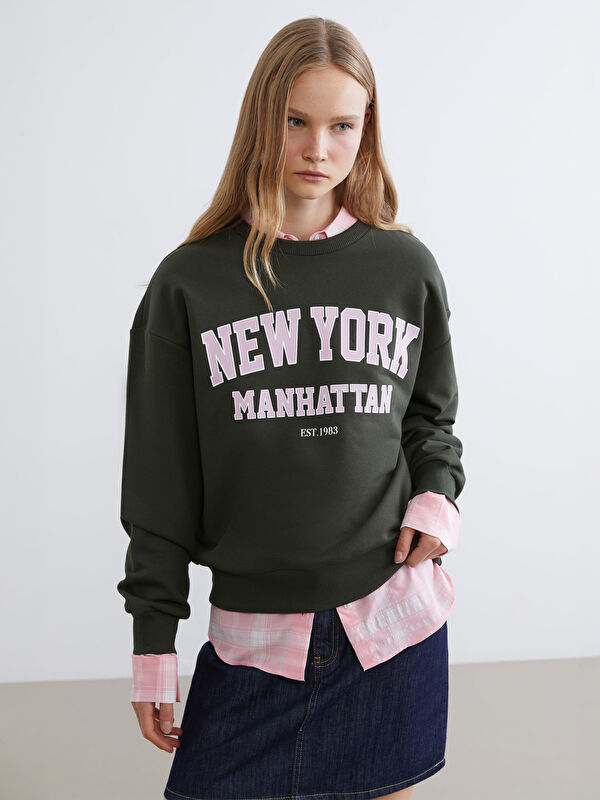 XSIDE New York Bedrucktes Oversize Sweatshirt für Damen Dick