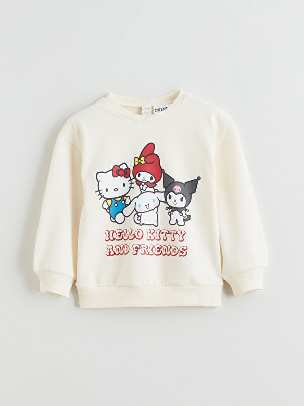 LCW Kids Bisiklet Yaka Hello Kitty Baskılı Kız Çocuk Sweatshirt