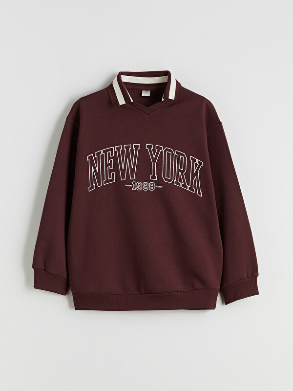 LCW Kids New York Baskılı Kız Çocuk Kalın Sweatshirt