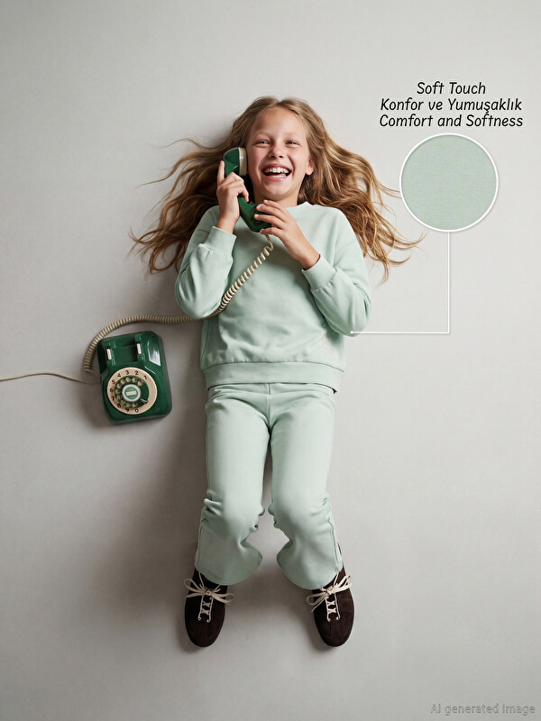 LCW Kids Soft Touch Kız Çocuk Sweatshirt ve Eşofman Altı