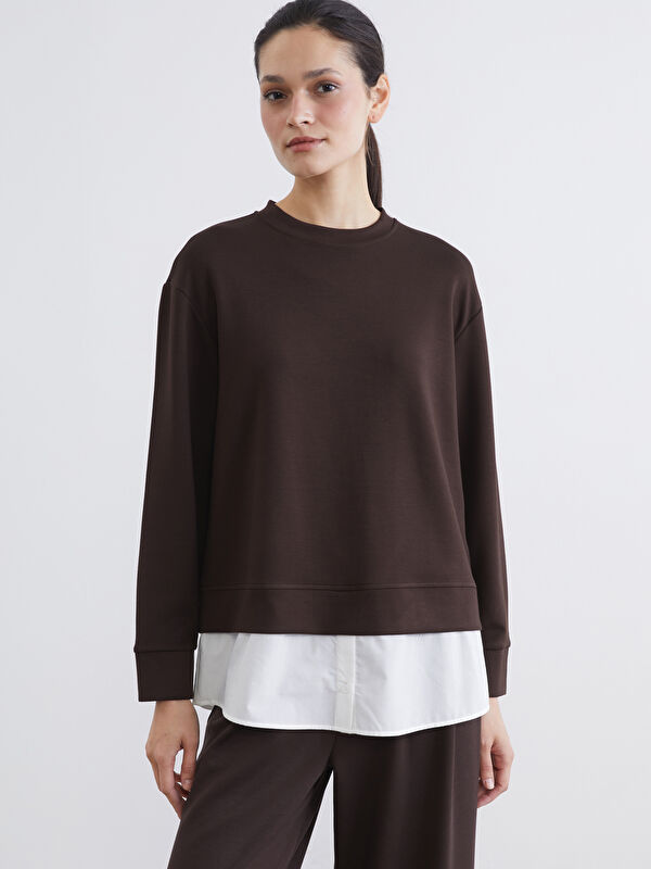 LCW Modest Bisiklet Yaka Kadın Sweatshirt Tunik