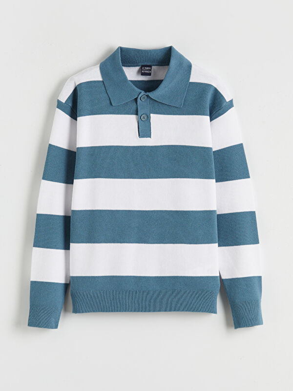 LCW Kids Polo Collar Striped Boys Knit Sweater