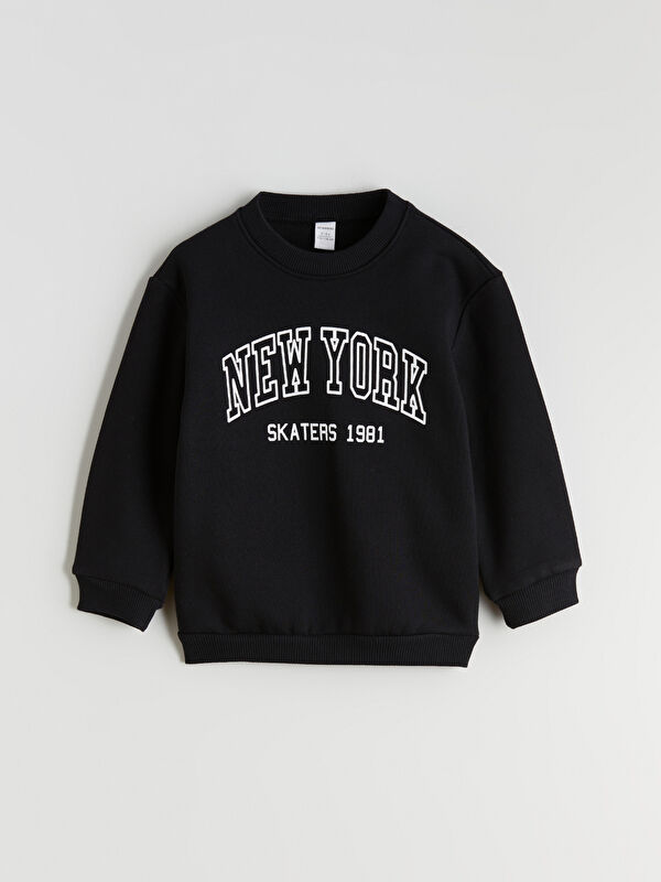 LCW Kids Bisiklet Yaka New York Baskılı Erkek Çocuk Sweatshirt