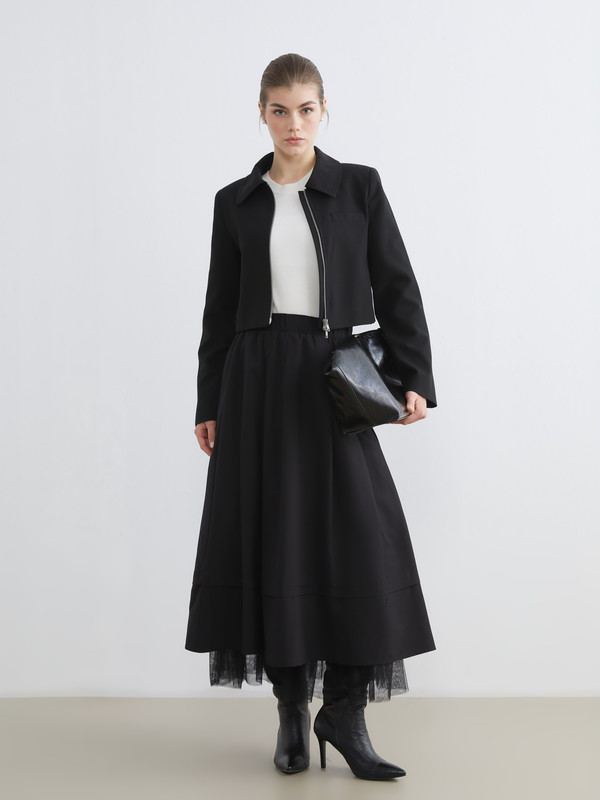 LCW Modest Beli Lastikli Poplin Kloş Etek