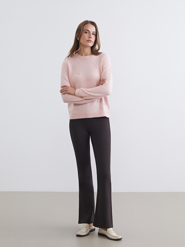 LCW Comfort Beli Lastikli İspanyol Paça Kadın Pantolon