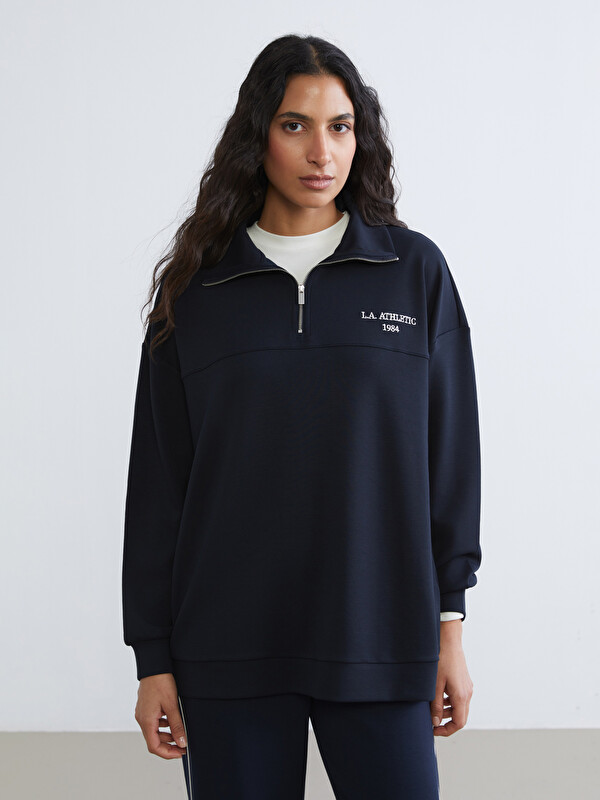 LCW Modest L.A. Athletic Nakışlı Kadın Kalın Sweatshirt Tunik