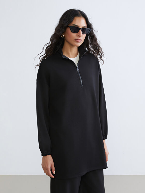 LCW Modest Dik Yaka Oversize Kadın Sweatshirt Tunik