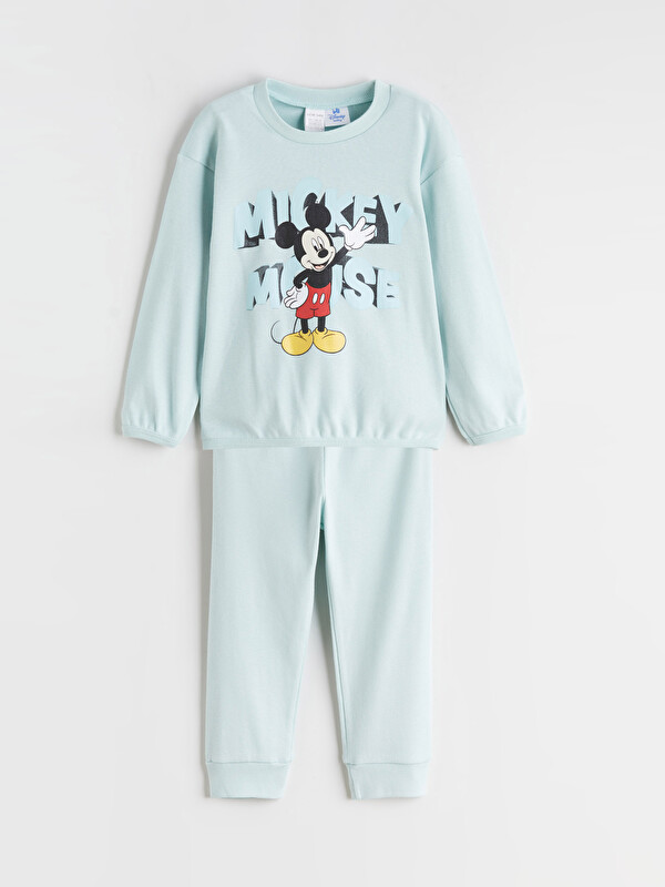 LCW baby Bisiklet Yaka Mickey Mouse Baskılı Erkek Bebek Pijama Takımı
