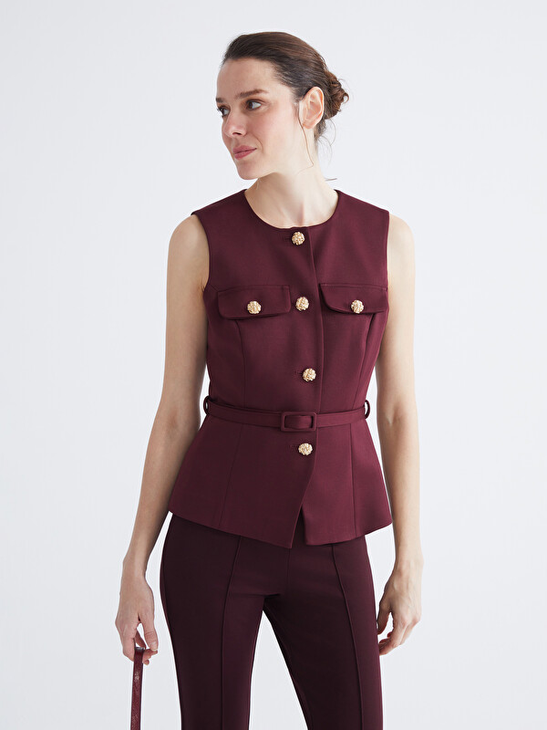 LCWAIKIKI Classic Crew Neck Belted Women's Waistcoat