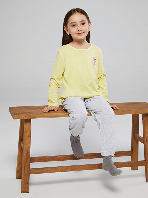 LCW Kids Bisiklet Yaka Kız Çocuk Pijama Takımı