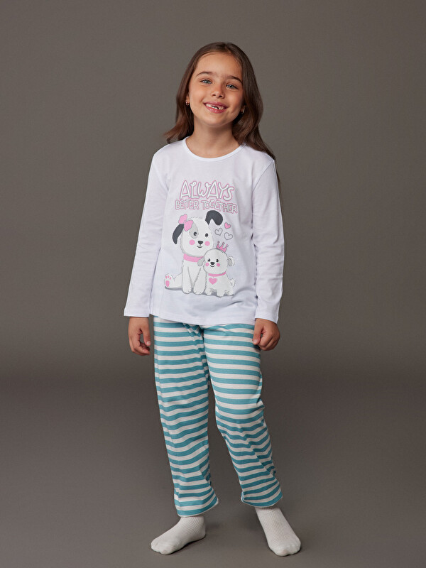 LCW Kids Bisiklet Yaka Kız Çocuk Pijama Takımı