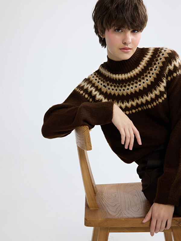 XSIDE Half Turtleneck Patterned Women's Knit Sweater