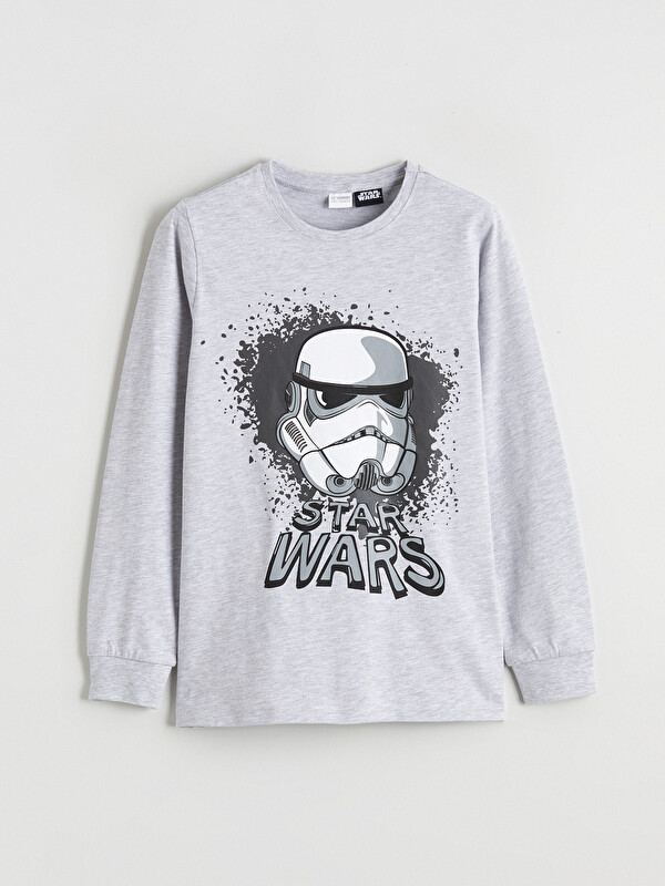 LCW Kids Bisiklet Yaka Star Wars Baskılı Erkek Çocuk Pijama Üst