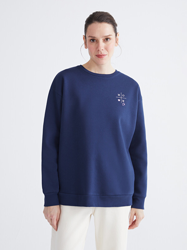 LCW Comfort Baskılı Oversize Kadın Kalın Sweatshirt