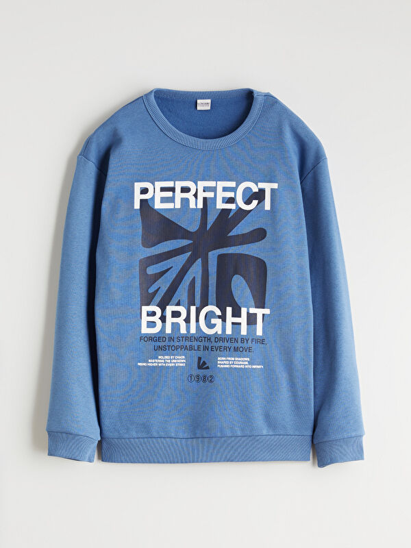 LCW Kids Bisiklet Yaka Baskılı Erkek Çocuk Sweatshirt