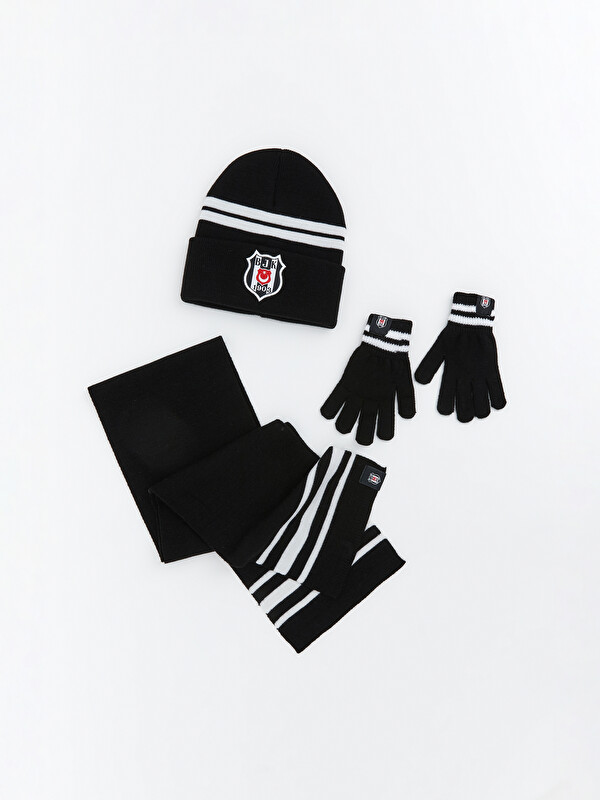 LCW ACCESSORIES Beşiktaş Baskılı Erkek Çocuk Atkı Bere Eldiven Takım