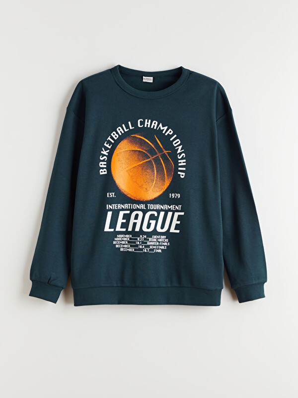 LCW Kids Bisiklet Yaka Baskılı Erkek Çocuk Sweatshirt