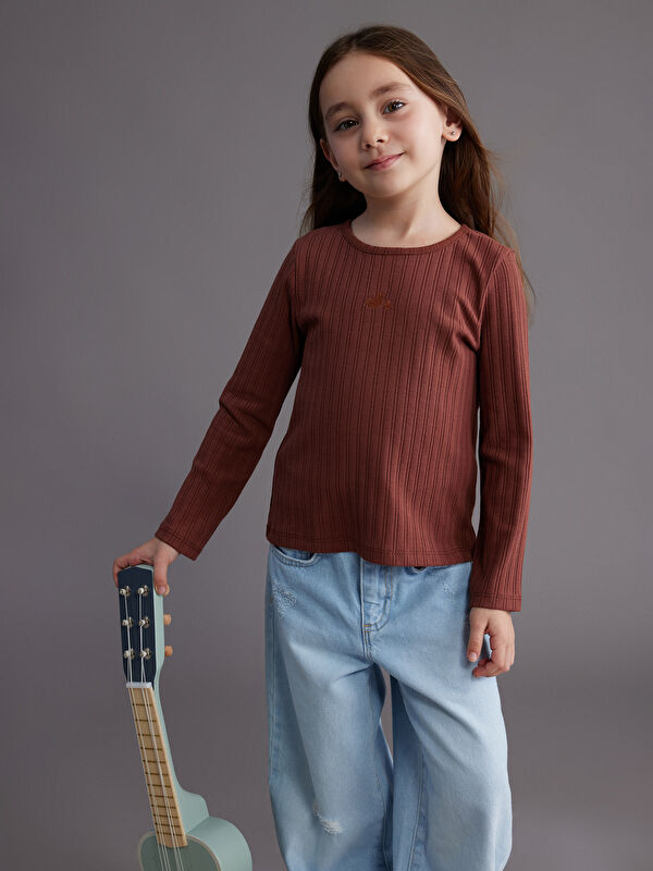 LCW Kids Long Sleeve Embroidered Girls' T-Shirt