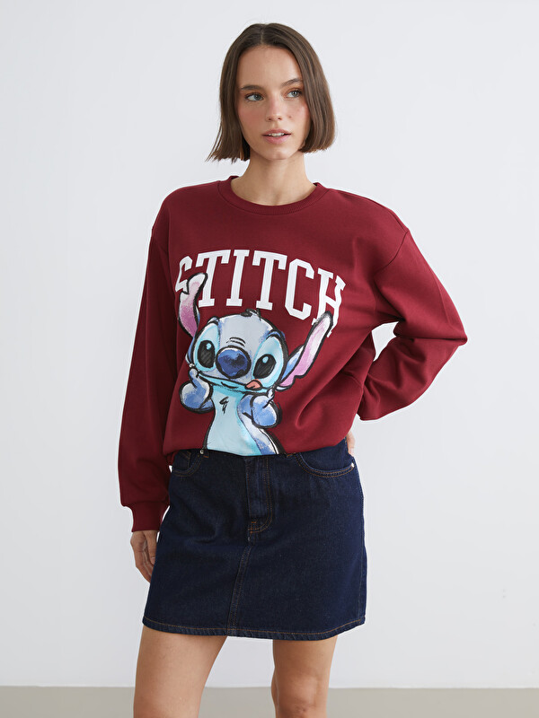 XSIDE Stitch Baskılı Oversize Kadın Kalın Sweatshirt