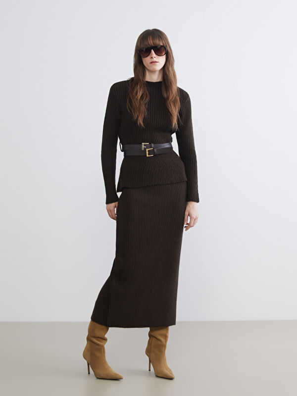 LCW Vision Funnel Neck Belted Women's Knitwear Sweater