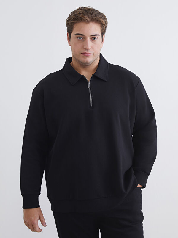 LCW Vision Plus Size Polo Neck Men’s Sweatshirt