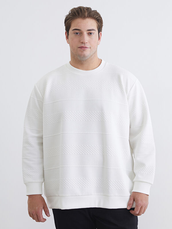 LCW Vision Büyük Beden Bisiklet Yaka Erkek Sweatshirt
