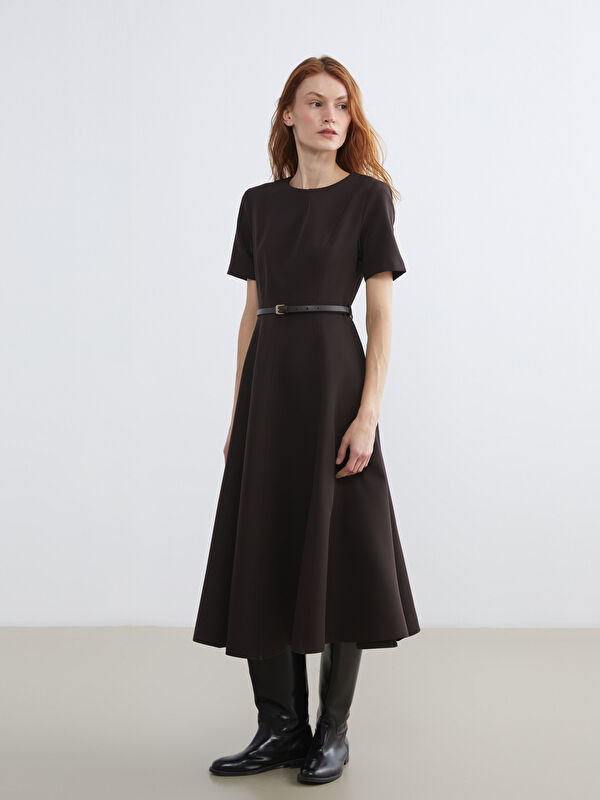 LCW Vision Crew Neck Fitted Waist Dress