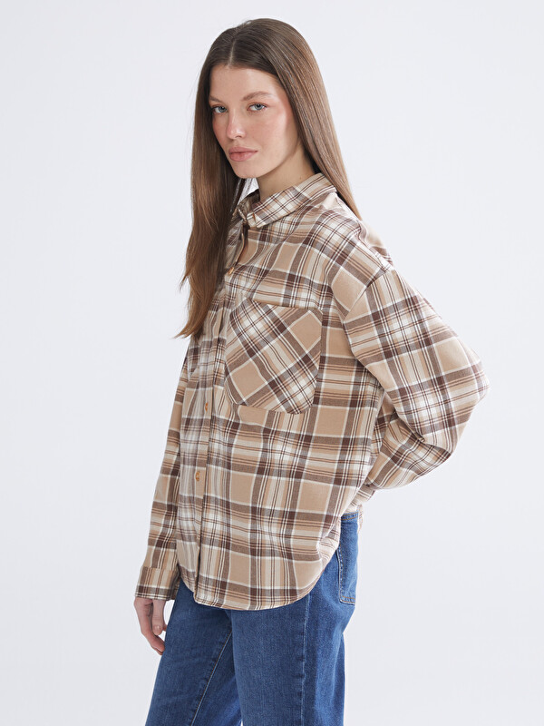 LCWAIKIKI Classic Ekose Oversize Kadın Gömlek