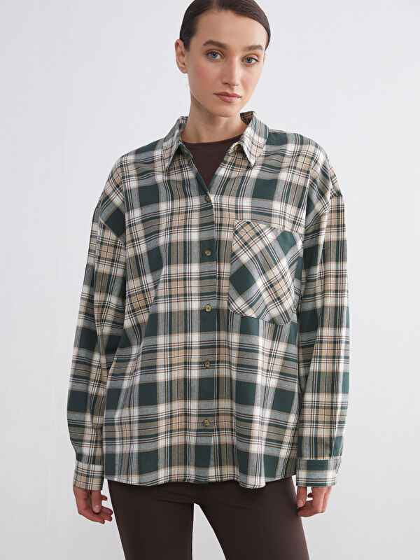 LCWAIKIKI Classic Ekose Oversize Kadın Gömlek