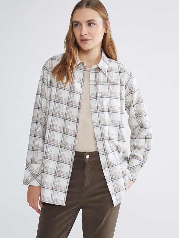 LCWAIKIKI Classic Ekose Oversize Kadın Gömlek
