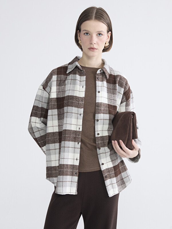 LCWAIKIKI Classic Ekose Oversize Kadın Gömlek