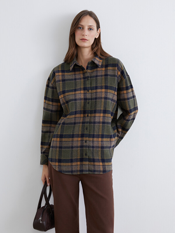 LCWAIKIKI Classic Ekose Oversize Kadın Gömlek