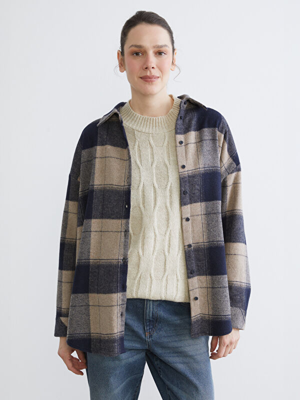 LCWAIKIKI Classic Ekose Oversize Kadın Gömlek