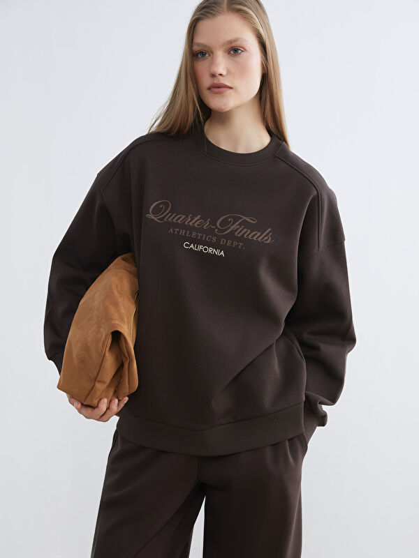 LCW Vision California Baskılı Kadın Kalın Sweatshirt