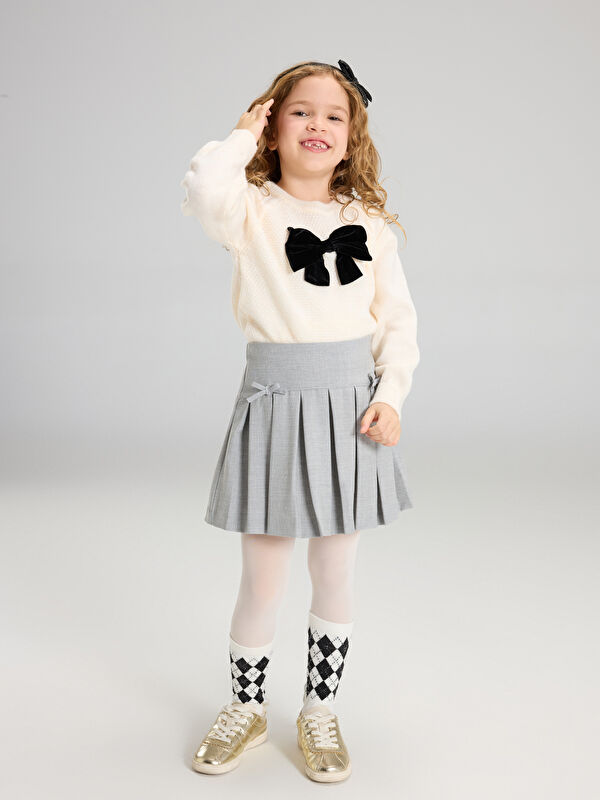 LCW Kids Beli Lastikli Basic Kız Çocuk Pileli Etek