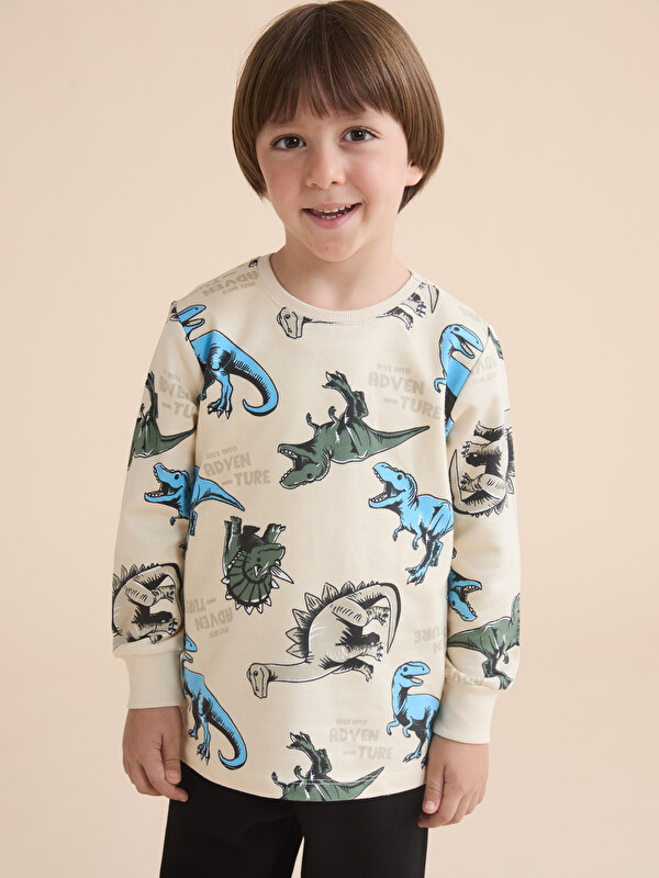 LCW Kids Dinozor Baskılı Erkek Çocuk Pijama Takımı