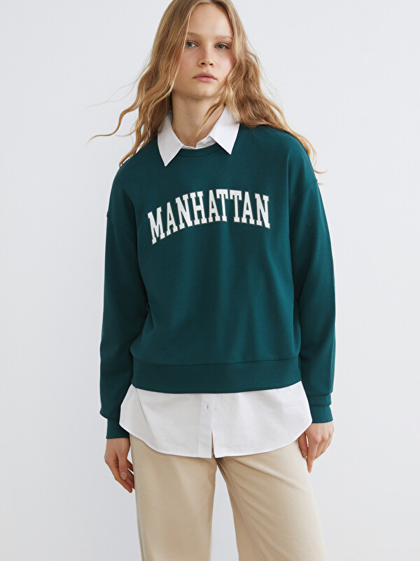 XSIDE Manhattan Baskılı Oversize Kadın Sweatshirt