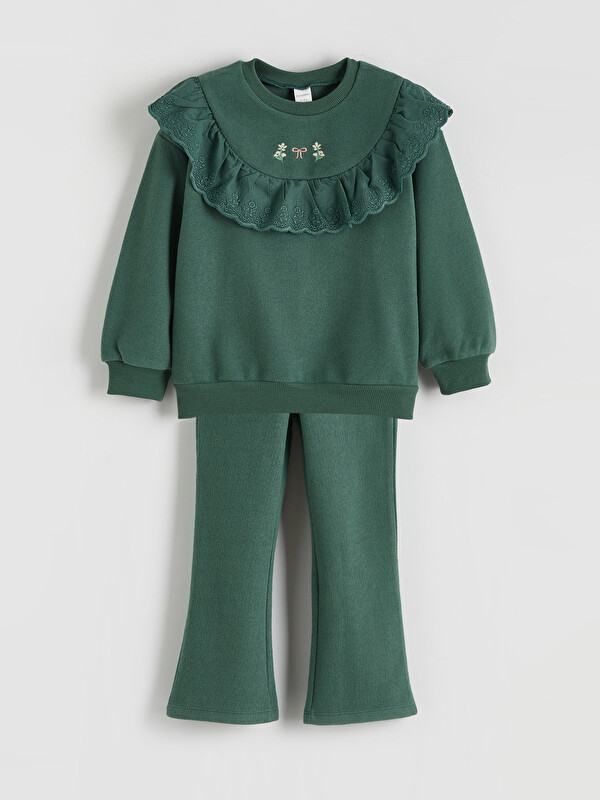 LCW Kids Bebe Yaka Kız Çocuk Sweatshirt ve Tayt Pantolon