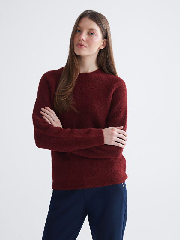 LCWAIKIKI Classic Rundhalsausschnitt Selbstgemustertes Strickpullover für Damen