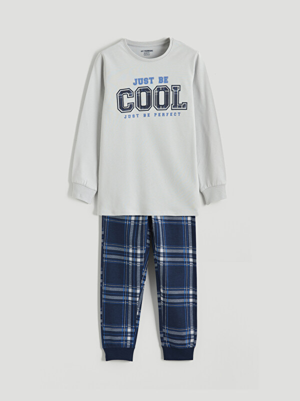 LCW Kids Bisiklet Yaka Baskılı Erkek Çocuk Pijama Takım