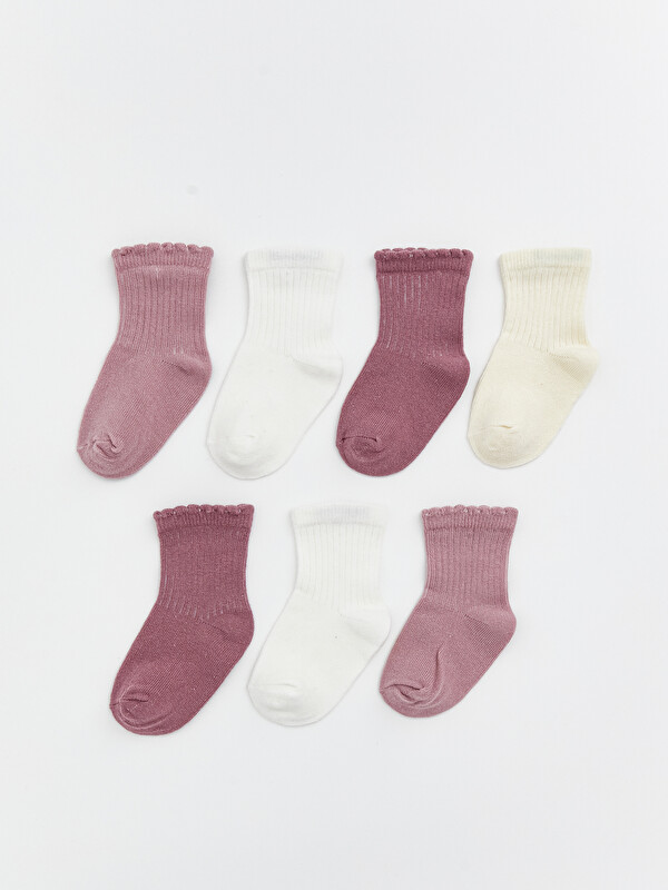 LCW baby Basic Baby Girls' Ankle Socks 7 Pack