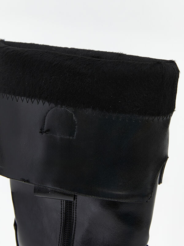 Deri Görünümlü Kadın Çizme - Görsel 8